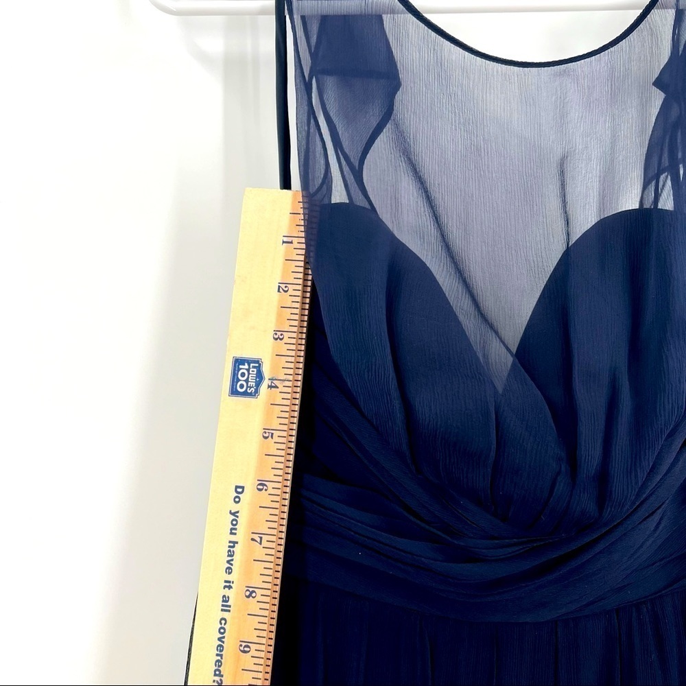 Amsale Illusion Yoke Crinkled Silk Chiffon Gown size 8 - Picture 9 of 16